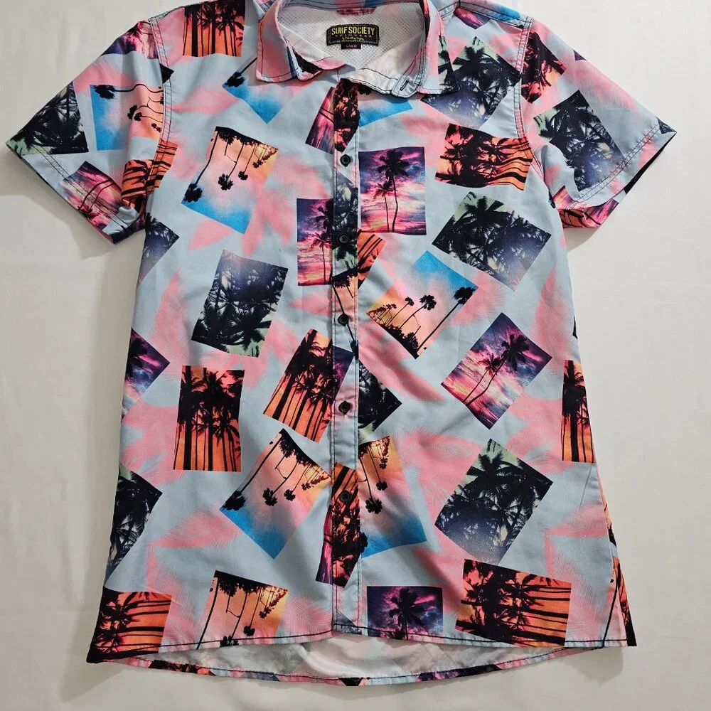Surf Society by Drill Men's Short Sleeve Button-Up Beachwear‎ Spring Break